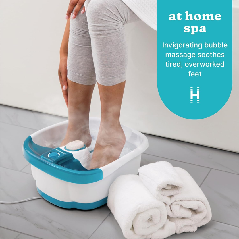 Bubble Mate Foot Spa, Toe Touch Controlled Foot Bath with Invigorating Bubbles and Splash Proof, Raised Massage Nodes and Removable Pumice Stone صورة ثانوية