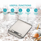 Food Scale, Digital Kitchen Scale with LCD Display, Weight Grams and Ounces for Baking Cooking and Meal Prep, 6 Units with Tare Function, 304 Stainless Steel, 11Lb (Batteries Included)