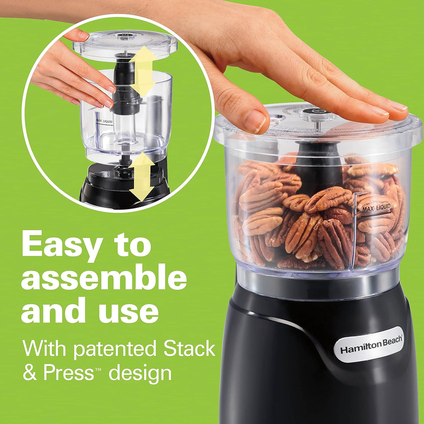 Electric Vegetable Chopper & Mini Food Processor, 3-Cup, 350 Watts, for Dicing, Mincing, and Puree, Black (72850) صورة ثانوية
