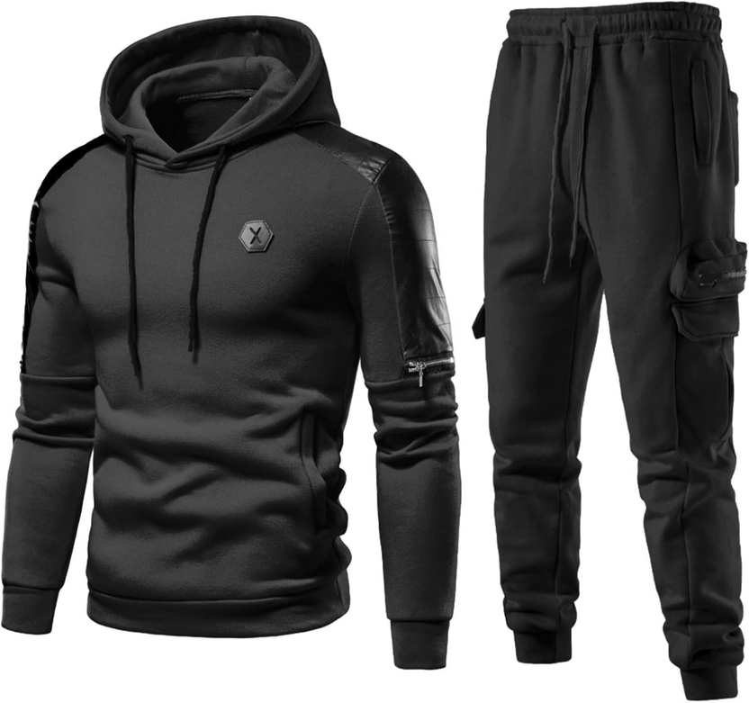 Men'S Tracksuit 2 Piece Hoodie Athletic Jogging Sweatsuits for Men Casual Sports Long Sleeve Pullover Suit Set صورة ثانوية