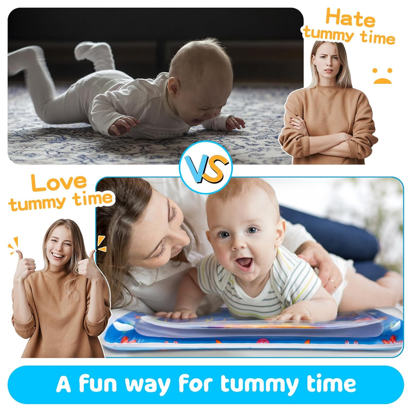 Tummy Time Water Mat丨Inflatable Tummy Time Water Play Mat for Babies, Infants and Toddlers 3 to 24 Months Promote Development Toys Baby Toys Essentials and Gifts صورة ثانوية