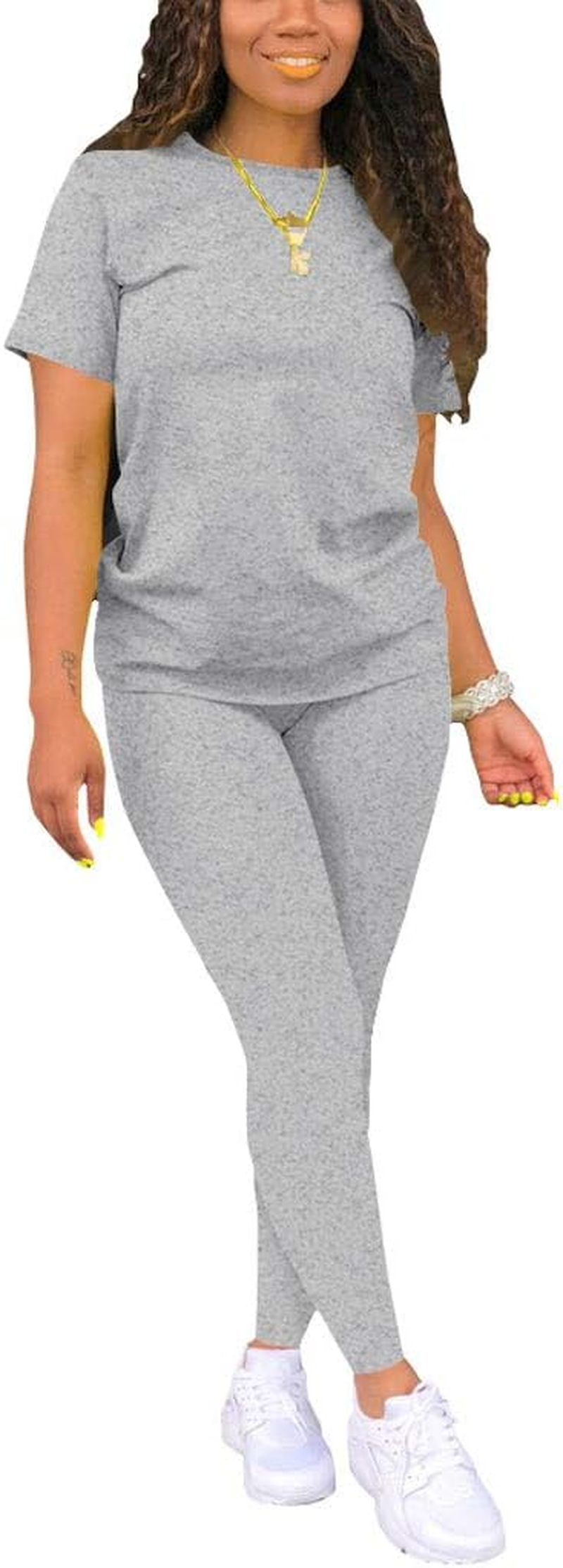 Biker Short Sets Women 2 Piece Outfits Summer Short Sleeve Jogger Tracksuit صورة ثانوية