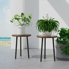 13.8 In. H Wood and Metal Indoor/Outdoor Corner Plant Stand (2-Pack)