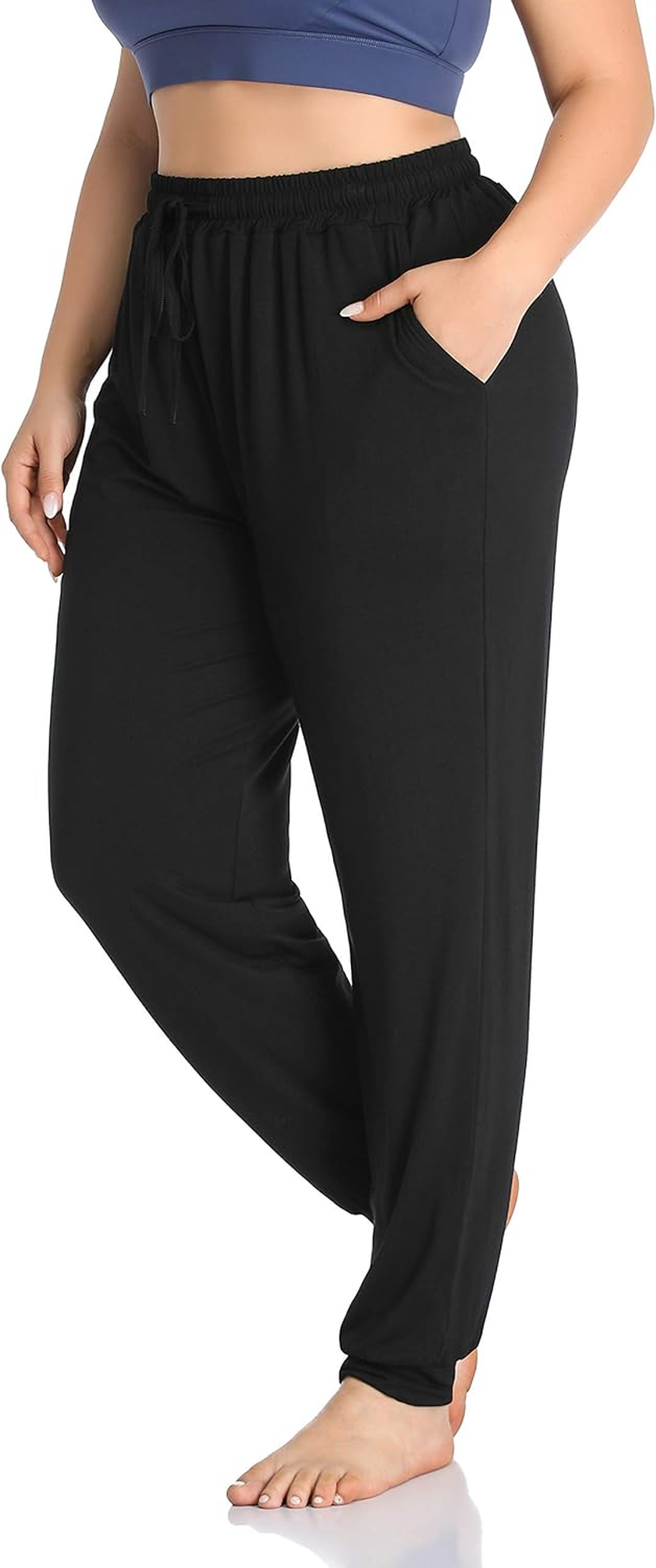 Women'S plus Size Casual Lounge Yoga Pants Comfy Relaxed Joggers Pants Drawstring with Pockets الصورة الرئيسية